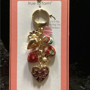 True to Form Gold and Pink Floral Keychain